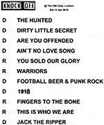 Click to enlarge Knock Off - The 100 Club, Oxford Street, London 14.4.18